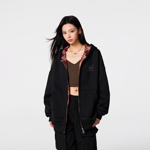 【Achock官方店】logo刺绣美式连帽卫衣男女潮牌高街重磅拉链开衫 商品图1