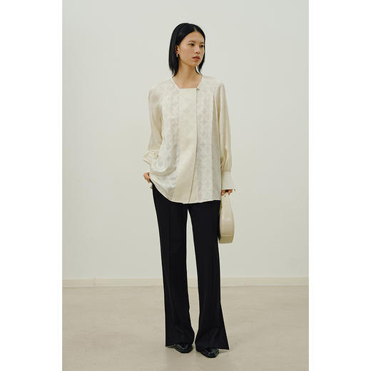 HeyDress新中式衬衫女秋季宽松显瘦设计感衬衣灯笼袖方领气质上衣 商品图1