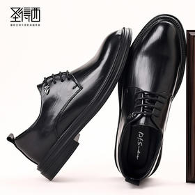 圣得西男士皮鞋秋款正装商务日常通勤中青年圆头系带皮鞋2452963013