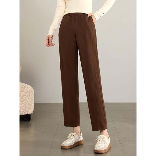 【年终特卖】熙世界毛呢裤子女秋冬2025新款松紧腰宽松直筒裤九分休闲烟管裤 商品图2