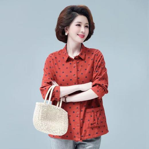 A608中老年女士衬衫长袖纯棉上衣50岁衬衣洋气减龄妈妈薄款外套春秋装 商品图3