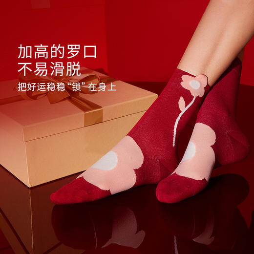奶糖派本命红花开红运有钱花舒适不勒脚高弹中筒袜秋冬女 商品图2