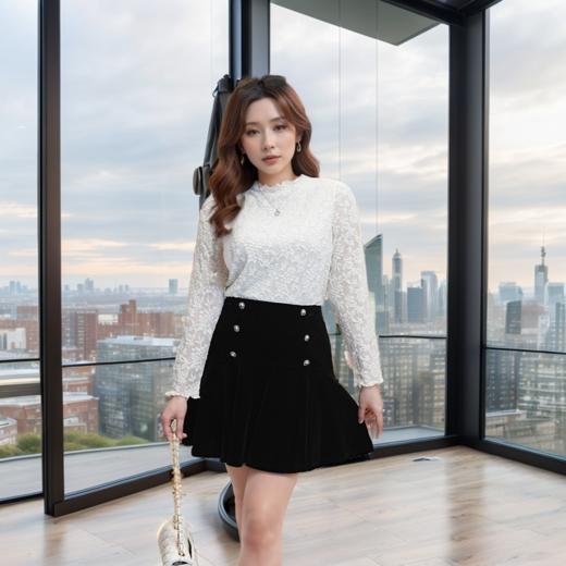 奢姿大码女装2024秋季减龄花纹镂空打底衫胖妹妹时尚简约百搭上衣9943153526 商品图1