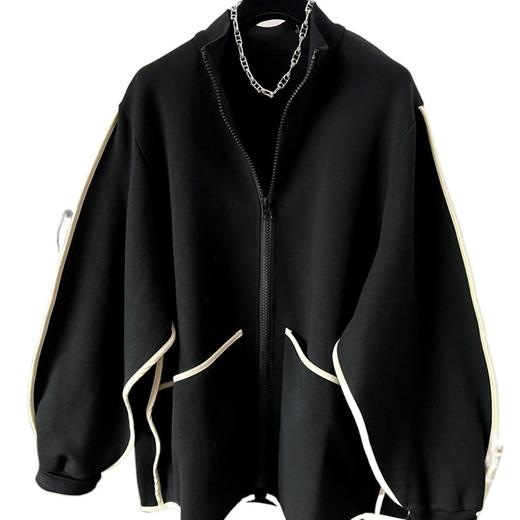 胖mm大码女装开衫时尚夹克外套女欧货设计遮肚显瘦立领卫衣250斤 商品图4