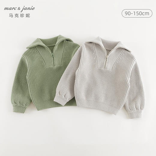 马克珍妮男童城市户外宽松翻领针织衫儿童毛衣2024冬装新款241068 商品图0
