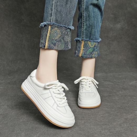 YU 2288头层牛皮厚底板鞋休闲松糕鞋透气 商品图2