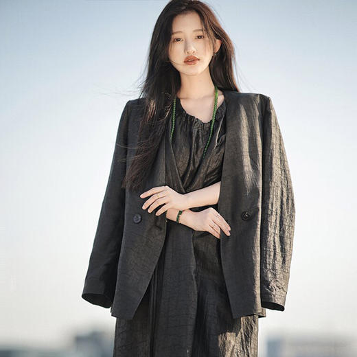 龟裂纹香云纱西装，挺阔有型，轻松拿捏中式老钱风【G】 商品图0