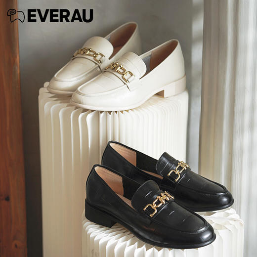EVERAU精美别致五金扣饰点缀鞋面新款春夏乐福经典女鞋EA7023 商品图0