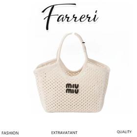 Mlu缪家 刺绣字母徽标 织物 购物袋手提袋 男女同款