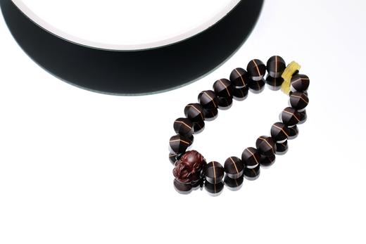 ZGT0012°紫檀瓜棱双色珠男女手串 商品图0