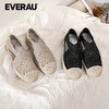 EVERAU仙气十足蕾丝镂空材质温柔精致X交叉弹力小香风蕾丝渔夫鞋EA5050 商品缩略图0