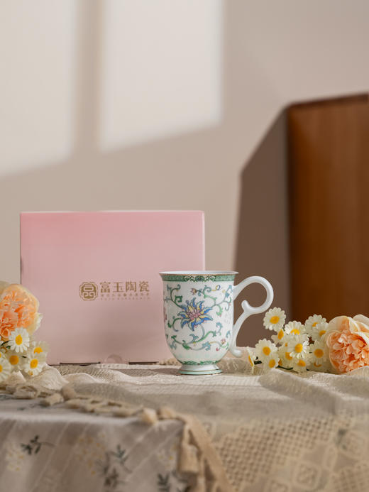 WENO° |  景德镇富玉陶瓷马克杯咖啡杯大容量可爱创意历历花间花苞马克杯玲珑女生高颜值伴手礼 商品图4