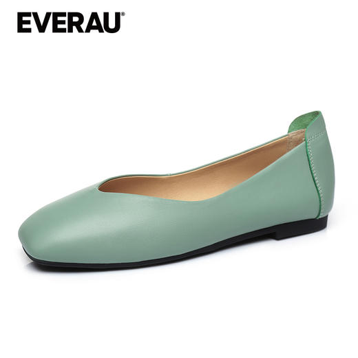 EVERAU简洁设计沉稳有气质通勤芭蕾风平底女鞋单鞋春秋款EA7052 商品图4