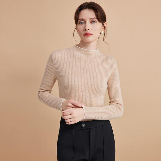 EITIE爱特爱冬季新款舒适半高领百搭打底基础100%山羊绒针织衫7601313 商品图3