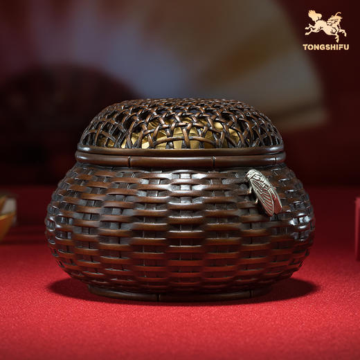 铜师傅《财满篓》客厅桌面铜摆件 白铜金蝉摆件 家居装饰工艺品 商品图0