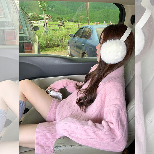 <曾小咸推荐>气质2色翻领宽松毛衣百搭短裤套装 商品图0