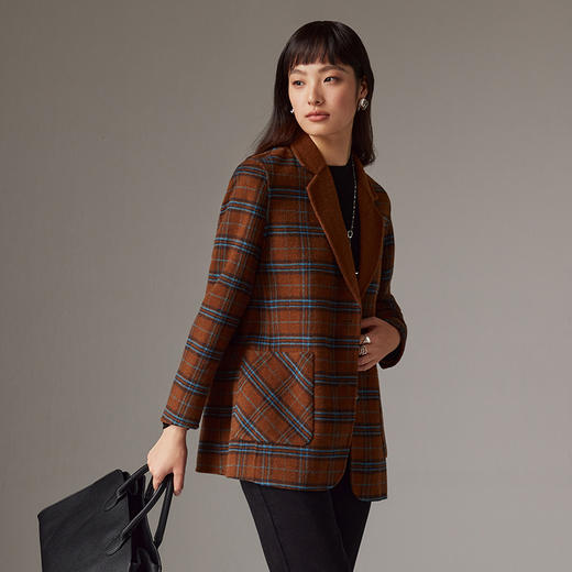 IN AND ON 羊毛复古格纹双面呢西装外套   21614 商品图4