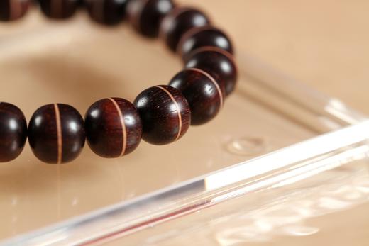 XYZT0258°高品质紫檀瓜棱双色珠男女手饰手串 商品图1