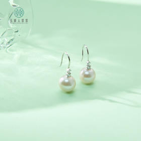 S925珍珠耳坠-白珠耳钩约11mm