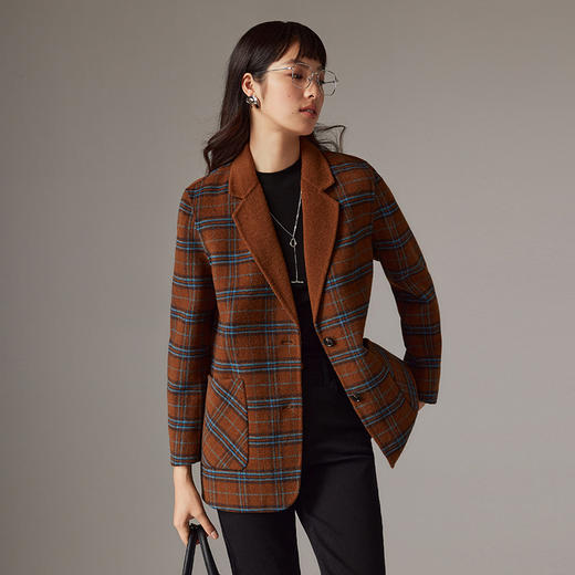 IN AND ON 羊毛复古格纹双面呢西装外套   21614 商品图3