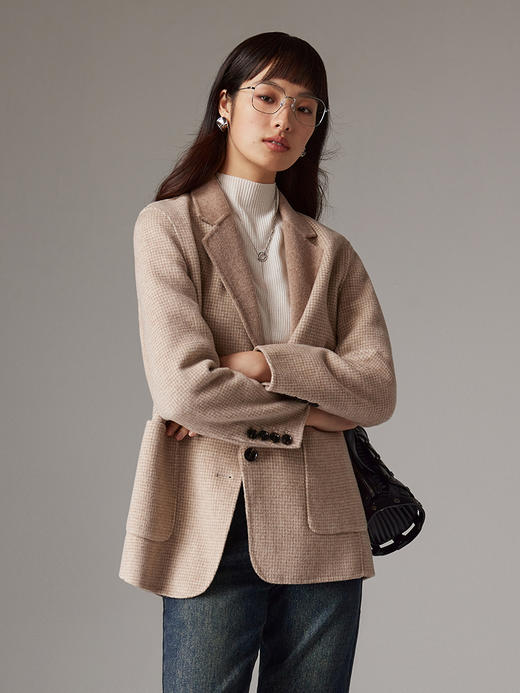 IN AND ON 羊毛复古格纹双面呢西装外套   21614 商品图8