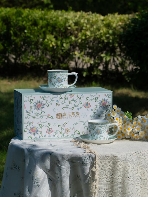 富玉陶瓷咖啡杯碟套装家用高档精致杯子杯具下午茶轻奢礼盒伴手礼历历花间茶咖具 商品图6