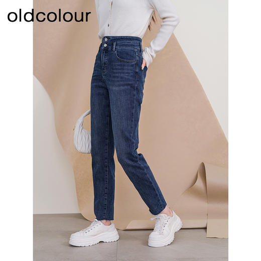 oldcolour欧珂新款时尚冬季修身高腰直筒水洗牛仔长裤女P421102A1 商品图1