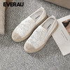 EVERAU春夏新款蕾丝花朵镂空渔夫鞋女鞋板鞋休闲鞋EA7054 商品缩略图2