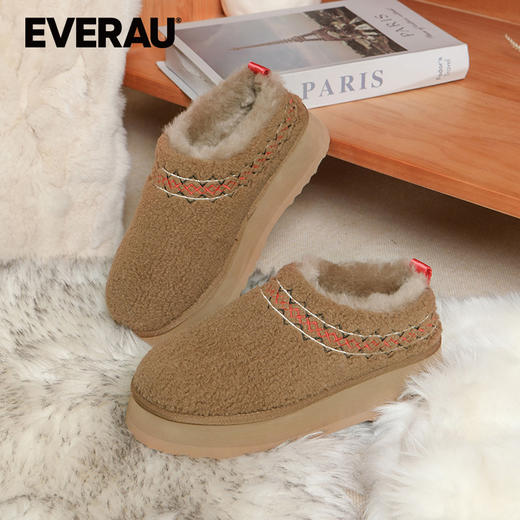 EVERAU泰迪毛厚底一脚蹬毛毛低帮鞋EA2045 商品图1