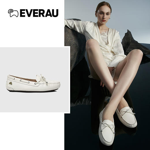 EVERAU多色可选豆豆鞋女春夏新款浅口单鞋一脚蹬厚底乐福鞋EA1015 商品图1