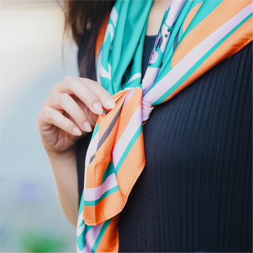 咔哒心系列环保印花丝巾 商品图0