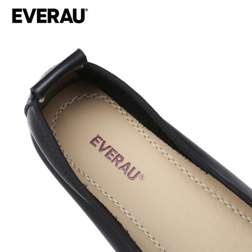 EVERAU澳洲牛皮纹理平底圆头芭蕾乐福女鞋EA7047 商品图3