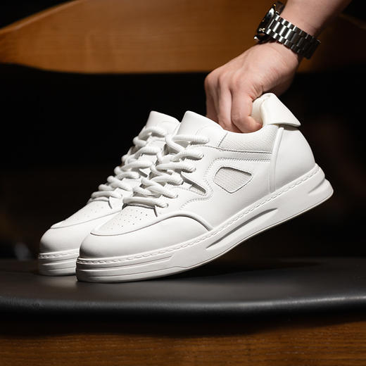 增高6厘米男士休闲鞋板鞋小白鞋内增高男鞋百搭透气皮面潮 商品图1