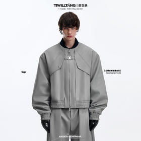 TIWILLTANG启世录“麂质光弧”立领皮棒球服