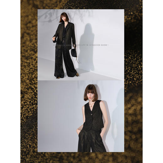 COCOBELLA[商务休闲风]设计感V领西装马夹奢感烫金马甲WS0008 商品图3
