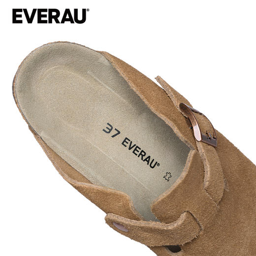EVERAU春夏简约大方便捷半拖鞋型牛皮面3.5CM厚底女拖EA7055 商品图3