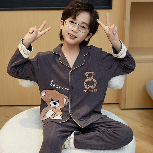 【秋季新品，纯棉长袖儿童睡衣套装，舒适柔软，透气保暖】儿童睡衣男童秋款纯棉 新款春秋季长袖 6-18岁男孩青少年套装 睡衣家居服-QQ 商品图10
