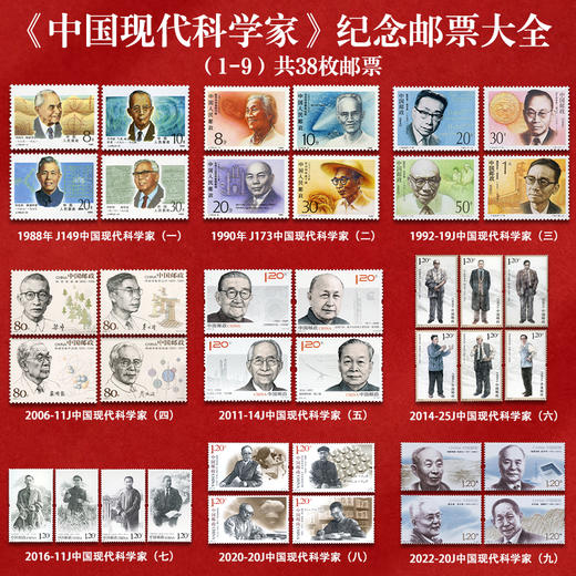 《中国现代科学家》纪念邮票大全 共38枚邮票 2022-20、2020-20、2016-11、2014-25、2011-14、2006-11、1992-19、J173、J149 商品图1