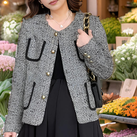 9/8奢姿大码女装2024秋季小香风外套连衣裙两件套胖妹妹时尚拼接套装9943991303 商品图4