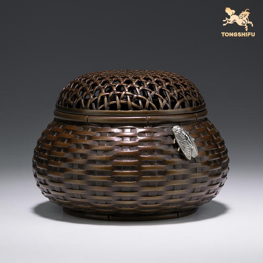铜师傅《财满篓》客厅桌面铜摆件 白铜金蝉摆件 家居装饰工艺品 商品图1