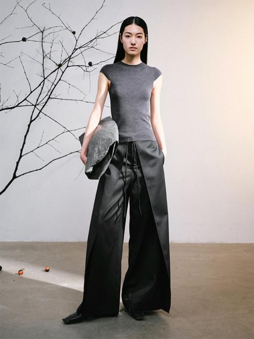 LIYIHAN 24夏秋进口美丽诺100%纯羊毛可机洗包肩袖T恤针织毛衫 商品图2