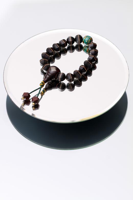 DQ0185°高品质紫光檀双色珠大漆手饰手串 商品图1