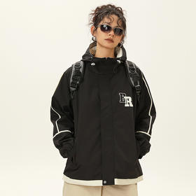 【高级感满满❗️户外冲锋夹克】整体OVERSIZE版型，男女同款复古潮牌，轻松自由搭，新款春秋户外防风防水登山服，工装男士情侣外套L