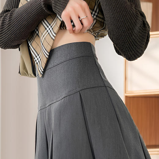 9/8奢姿大码女装2024秋季百褶设计半身裙胖妹妹时尚百搭学院风裙子9943491302 商品图4