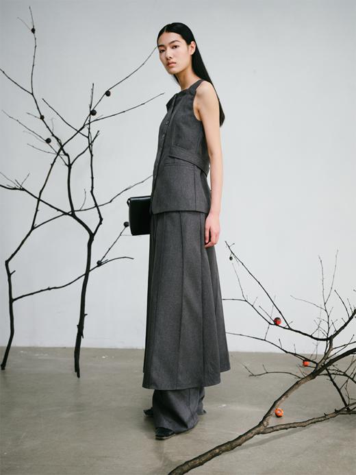 LIYIHAN 一字肩中国风折角收腰上衣气质女收腰显瘦OL通勤马夹内搭 商品图1