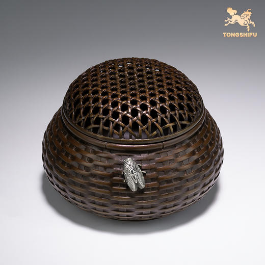 铜师傅《财满篓》客厅桌面铜摆件 白铜金蝉摆件 家居装饰工艺品 商品图2