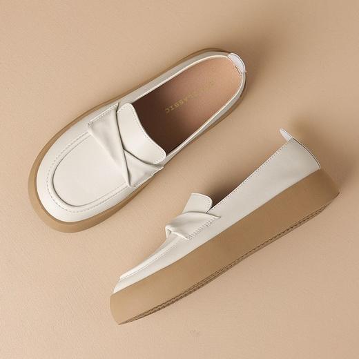 ZHR厚底乐福鞋2024新款软底白色小皮鞋女士一脚蹬单鞋休闲小白鞋 商品图8