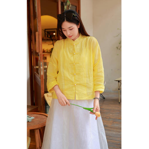 【抖音专属】中式小衫（23710162B-鸡油黄） 商品图1