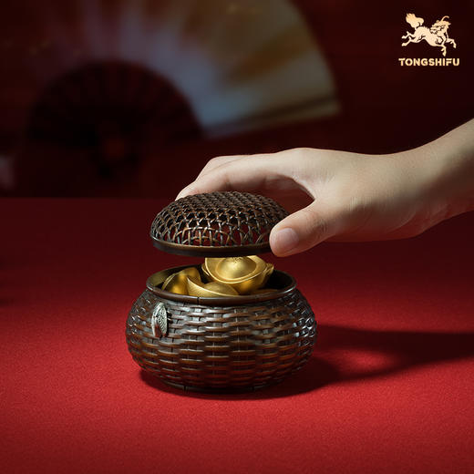 铜师傅《财满篓》客厅桌面铜摆件 白铜金蝉摆件 家居装饰工艺品 商品图4