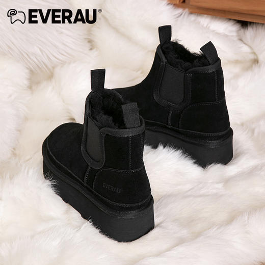 EVERAU小个子女生先穿加厚4cm防水台切尔西女士秋冬雪地靴EA3129 商品图11